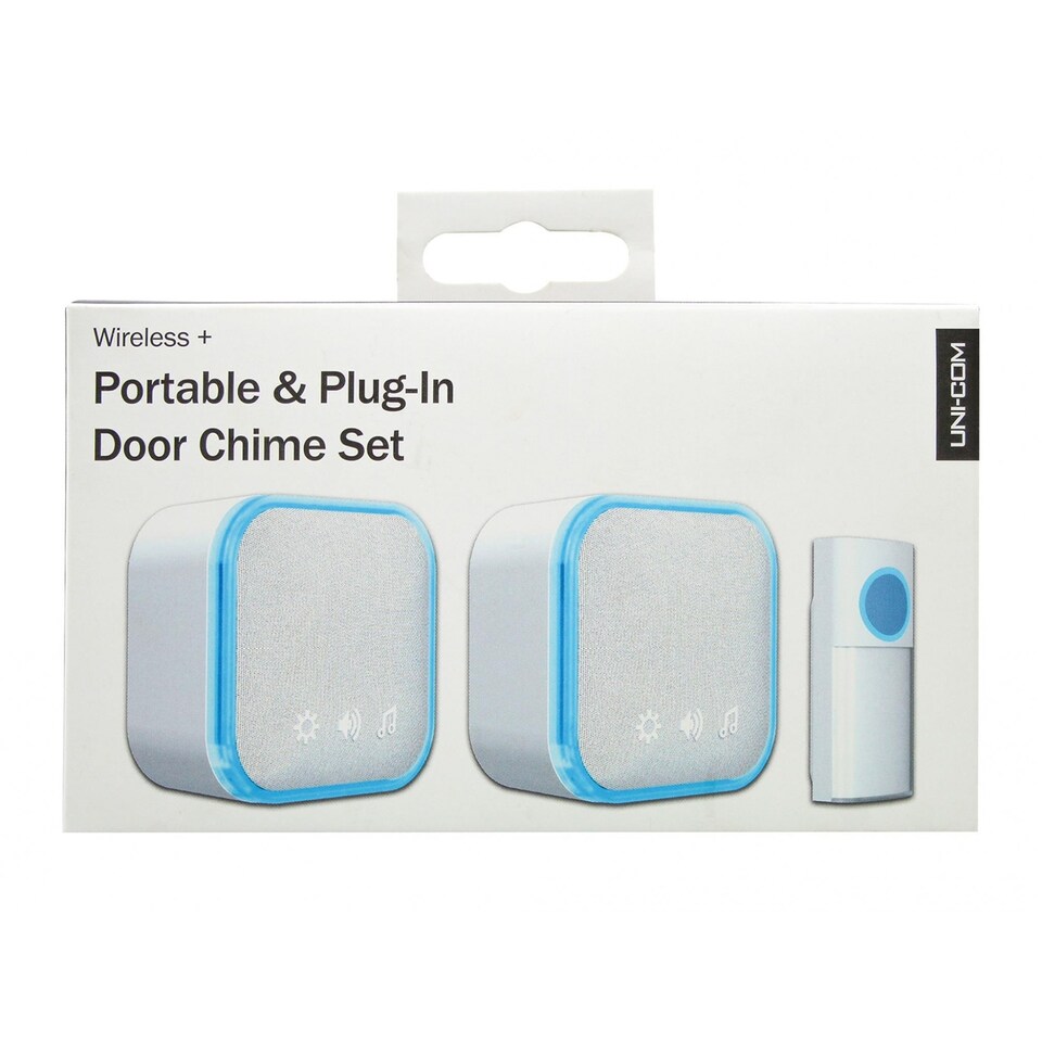 image 1 of Uni-com Portable And Plug-in Door Chime Set (UK Plug) | Multi | Multi Colour | White | 1