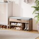 image 8 of HOMCOM Shoes Cabinet Bench Hidden Storage Padded Seat Organiser Footwear Rack Hallway Grey Wood Grain