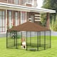 image 2 of PawHut Outdoor Dog House Kennel with Canopy Top & Lock Rotating Bowl Holder