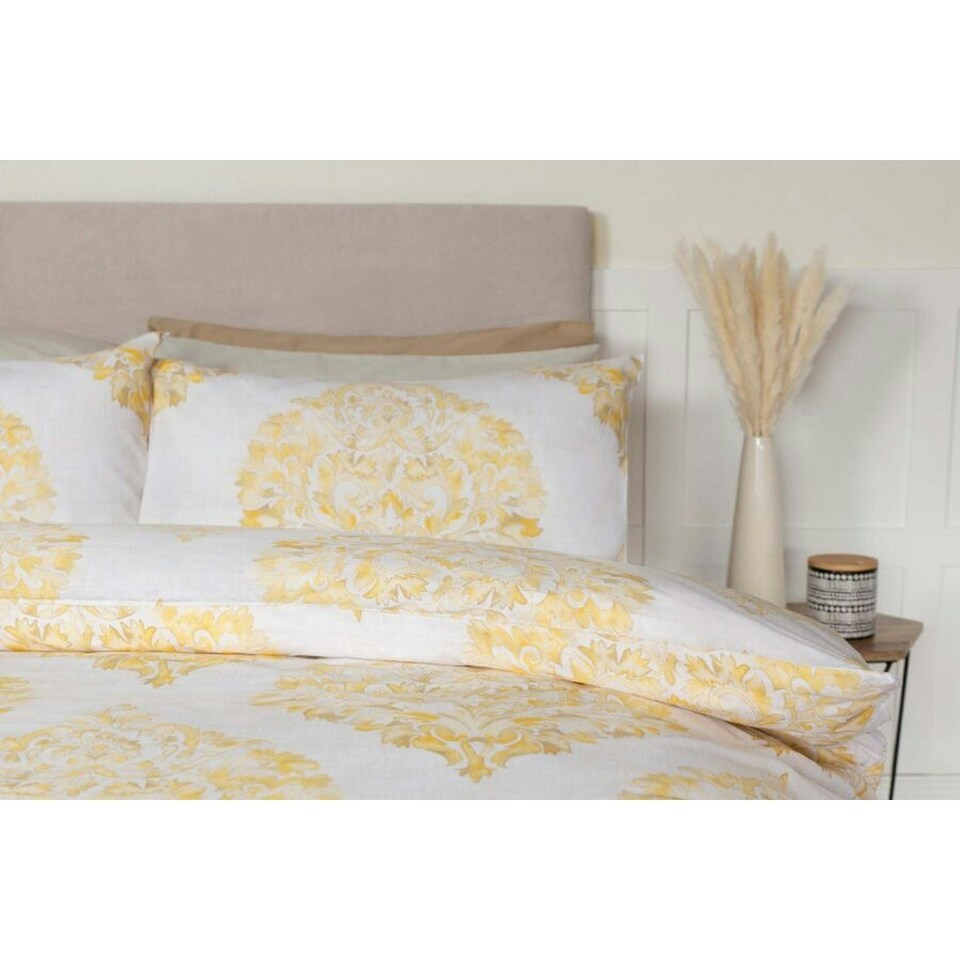 image 1 of Belledorm Persia Duvet Cover Set - White/Saffron - Single