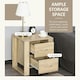 image 4 of HOMCOM 2 Drawer Boxy Bedside Table w/ Handles Elevated Base Oak Brown