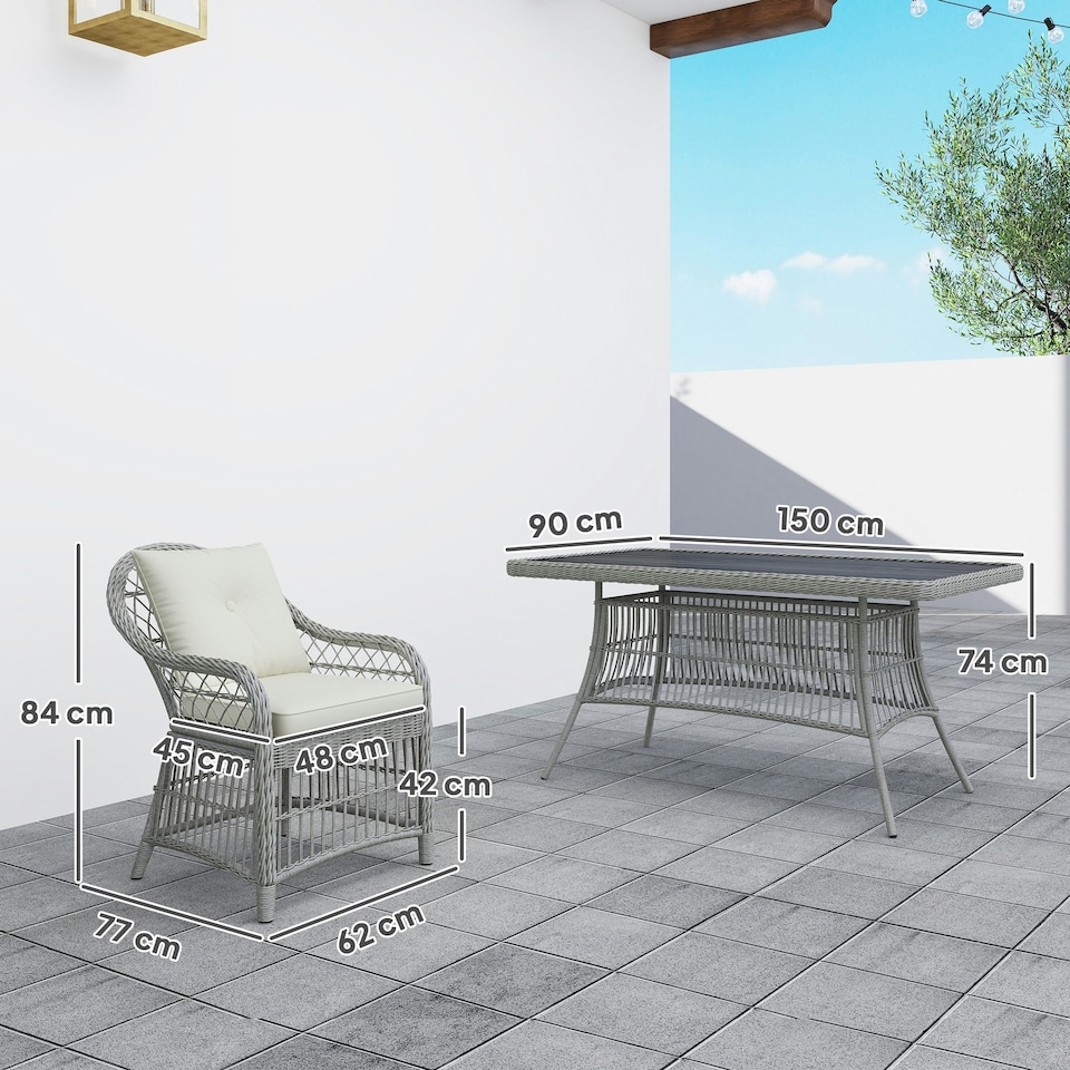 image 1 of Outsunny 6-Seater Rattan Set Aluminium Frame Grey