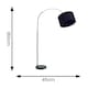 image 2 of ValueLights Louis Black Arched Curved Floor Lamp Navy Blue Shade and Bulb