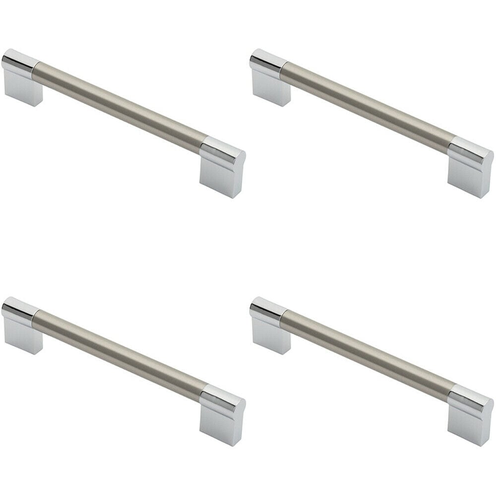Loops 4x Keyhole Bar Pull Handle 172 x 14mm 160mm Fixing Centres Satin Nickel & Chrome in Metallics