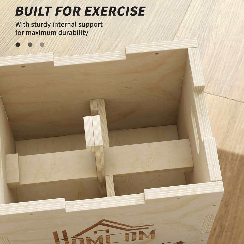 image 1 of HOMCOM 3-in-1 Wooden Plyo Box for Home Gym, Workout Training, Natural