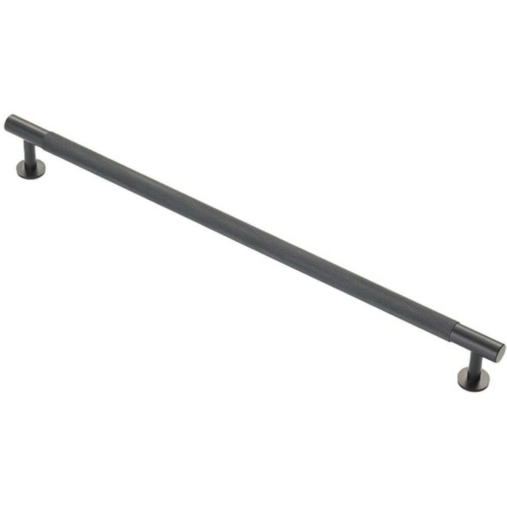 Loops Knurled Bar Door Pull Handle - 350mm x 13mm - 320mm Centres - Matt Black