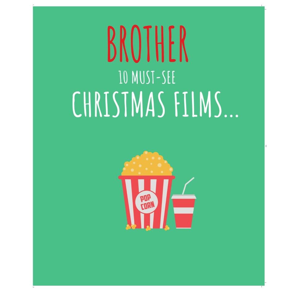Emotional Rescue Christmas Card for Brother, Bro Xmas Card, 10 Must See Christmas Films... 18.4 x 15.4 cms, Multi-Coloured