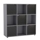 image 1 of White 9-Cube Shelving Unit With Lined Doors | Grey | Grey & Black | 1