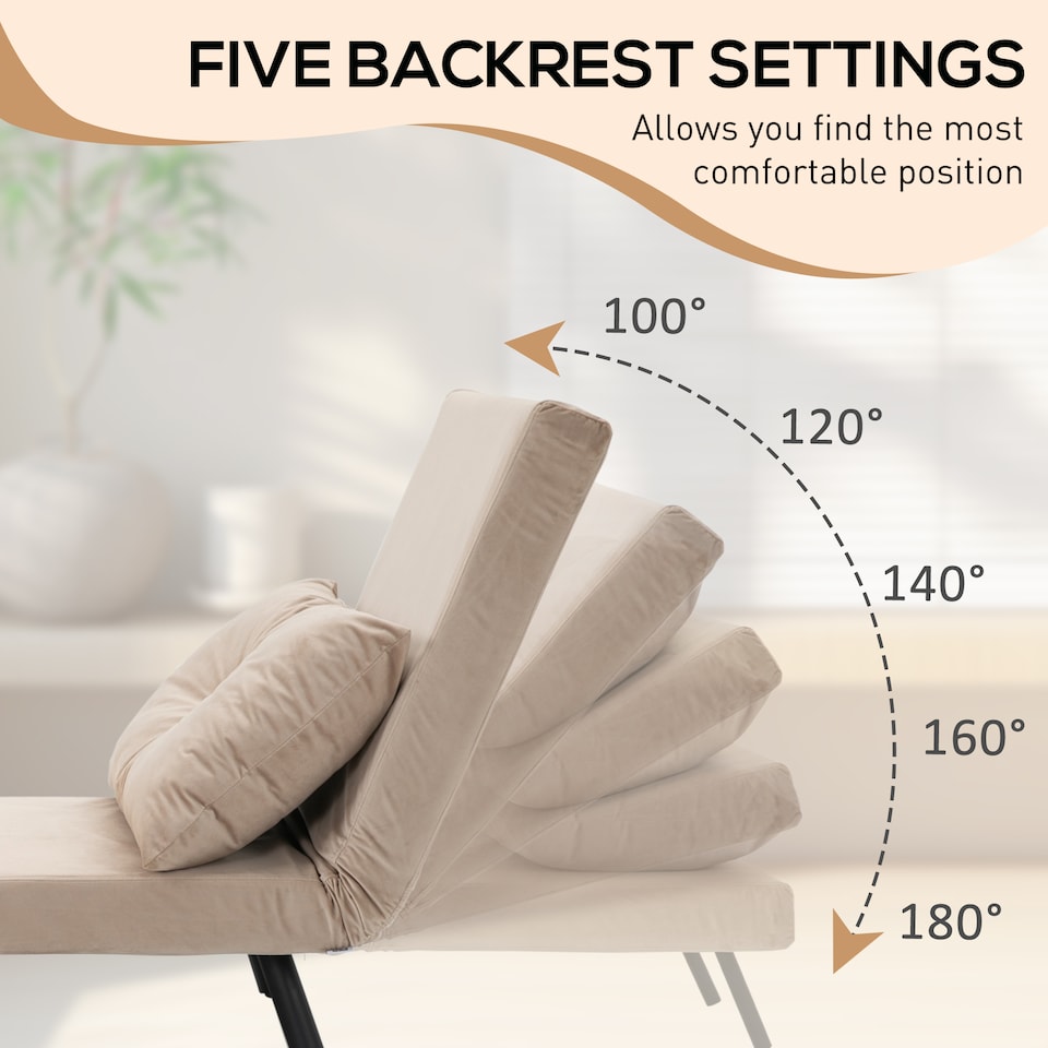 image 1 of HOMCOM Click Clack Single Chair Bed Settee for Living Room, Guest Room, Beige