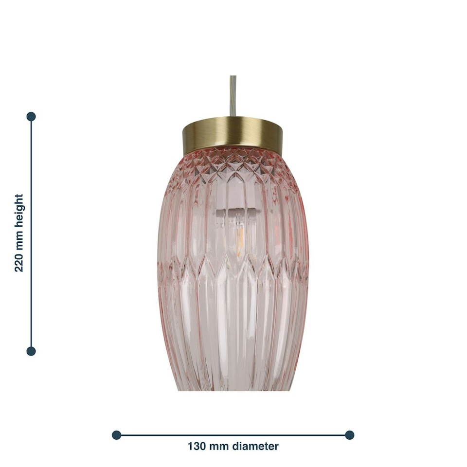 image 1 of First Choice Lighting Facet Antique Brass with Pink Faceted Glass Pendant Shade Pink | Bronze