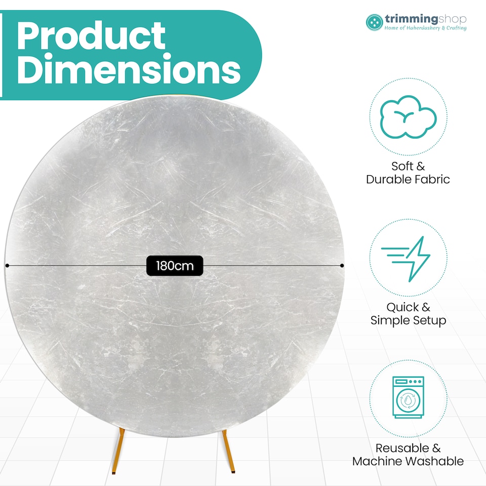 image 1 of 190GSM Shiny Silver Round Arch Wrinkle-Resistant Backdrop Cover - 180cm