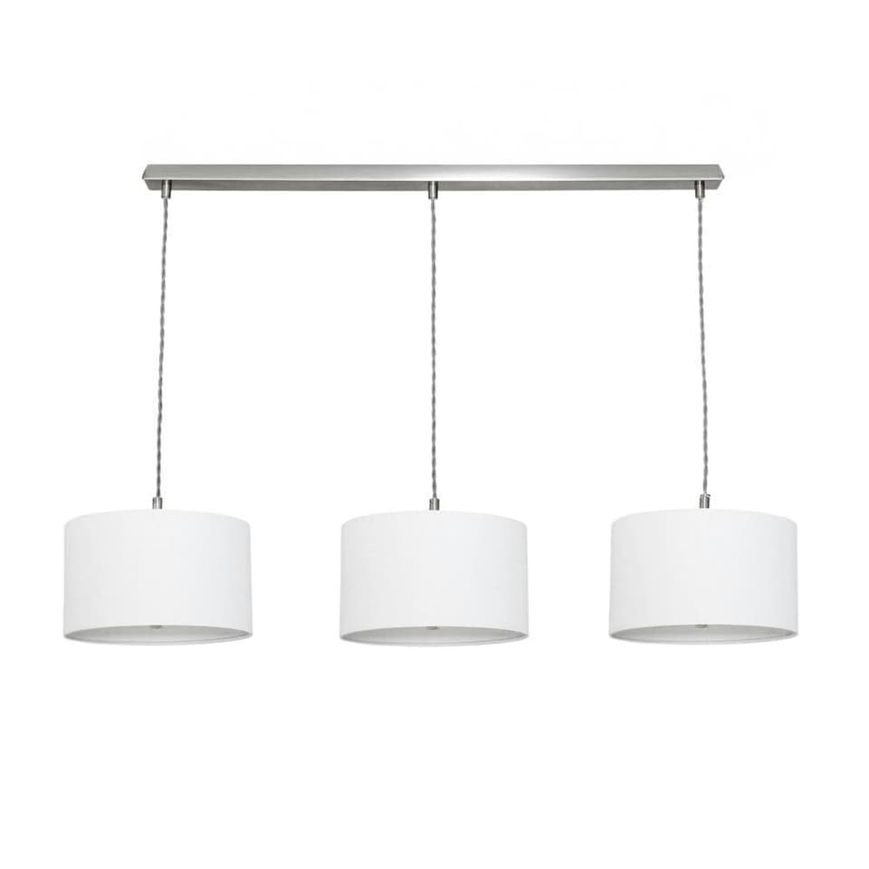 image 1 of ValueLights Shaw Brushed Chrome 3 Drop Bar Lamp Holder White Shades | White