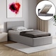 image 1 of Vida Designs Lisbon Single Ottoman Faux Leather Bed, Grey & Gel Memory Foam Pocket Spring Mattress, Single