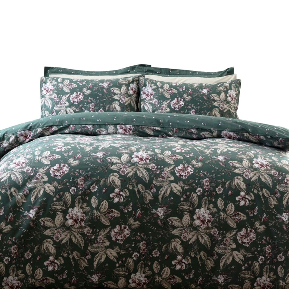 image 1 of Belledorm Aiyla Duvet Cover Set - Bottle Green - Superking Green | Super King