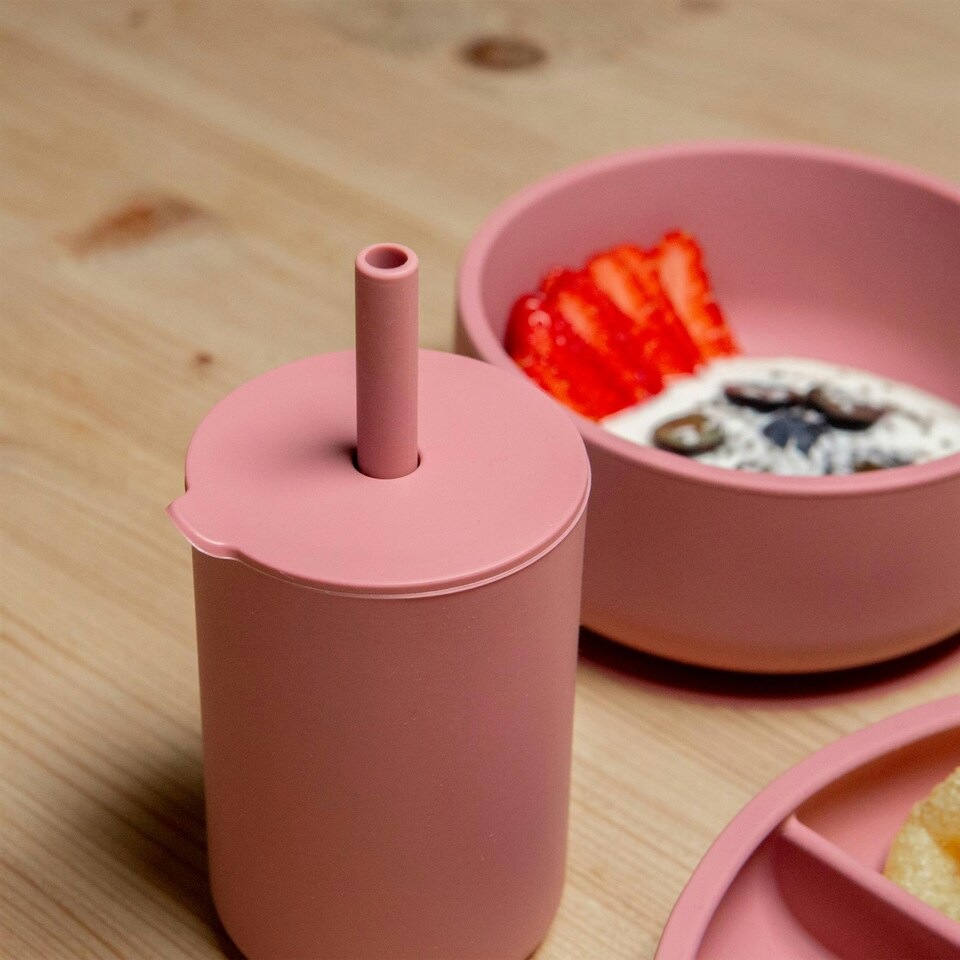 image 1 of Tiny Dining Baby Silicone Sippy Cup - 120ml  - Dusty Rose Pink