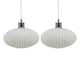 image 1 of First Choice Lighting Set of 2 Baton White Ribbed Glass Easy Fit Pendant Shades White