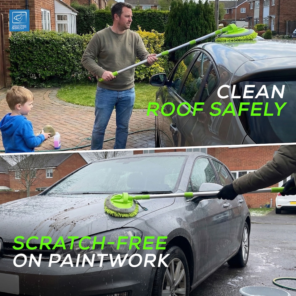 image 1 of Microfibre Chenille Car Cleaning Brush Refills Window Cleaner Compatible with Telescopic Car Washing Kit | Green | Green | 2