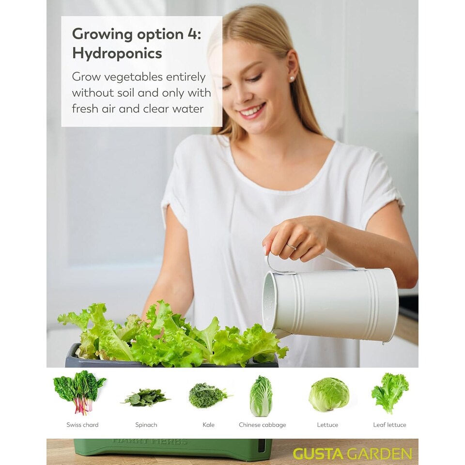 image 1 of Gusta Garden Harry Herbs 4-in-1 herb pot dark green - plant pot - self-watering system - 0.5L water reservoir & 5L soil capacity