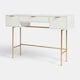 image 4 of OHS Ribbed Dressing Table Vanity Makeup Desk with 3 Drawers | White