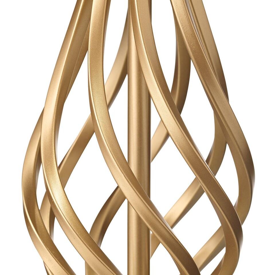 image 1 of Traditional Sleek Satin Gold Brass Table Lamp Base with Twist Metal Stem Design | Gold | Gold | 1
