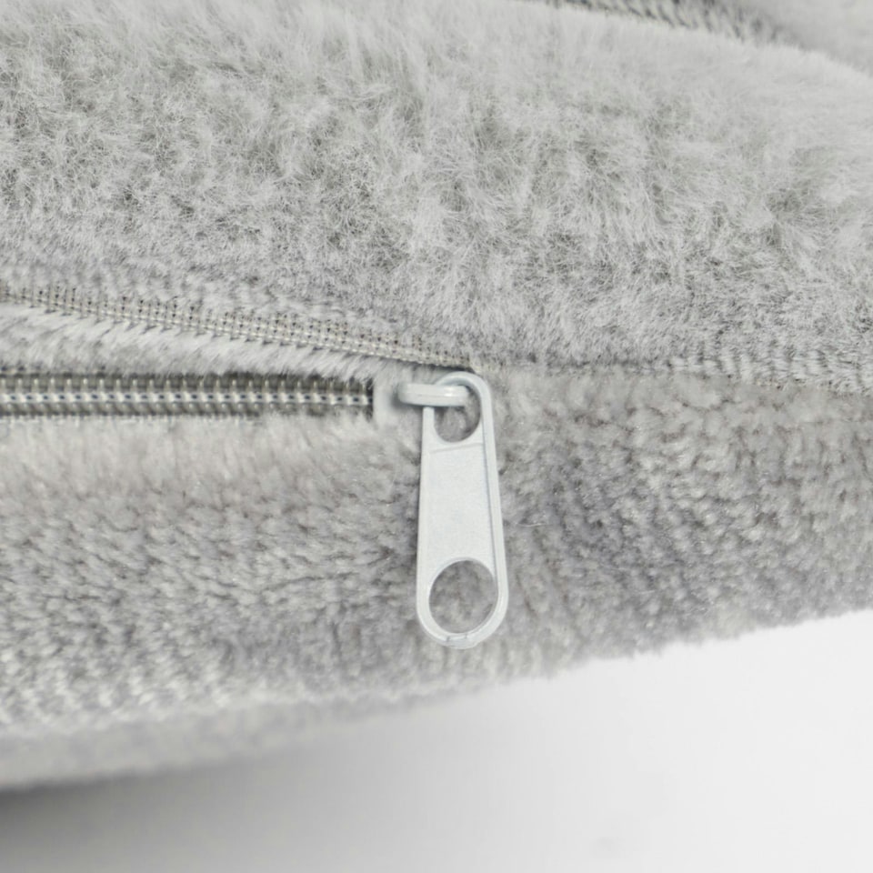 image 1 of OHS 2 x Faux Fur Matte Velvet Fleece Thick Ribbed Cushion Covers, 45x45cm - Grey