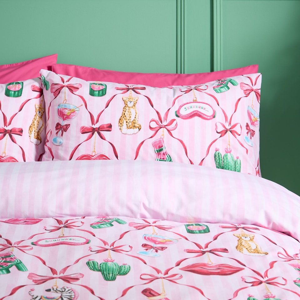 image 1 of Catherine Lansfield Christmas Kitsch Reversible Duvet Cover Set