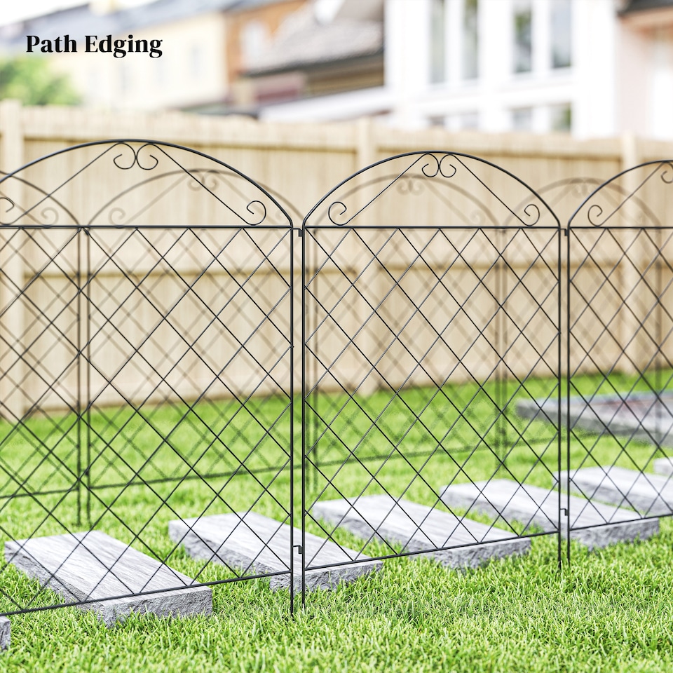 image 1 of Outsunny 4PCs Decorative Garden Fencing 43in x 11.5ft Metal Border Edging