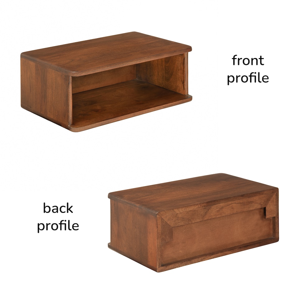 image 1 of Solie Floating Solid Wood Nightstand with Open Shelf