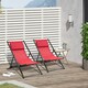 image 2 of Outsunny 2Pcs Texteline Chaise Lounge Recliner Chair Lounger Patio Red