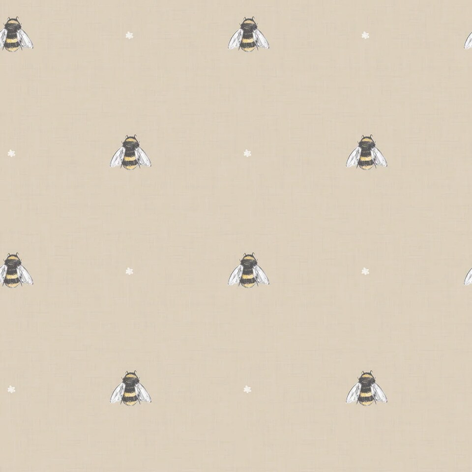 Sample of Bumble Bee wallpaper in natural | Cream | Natural