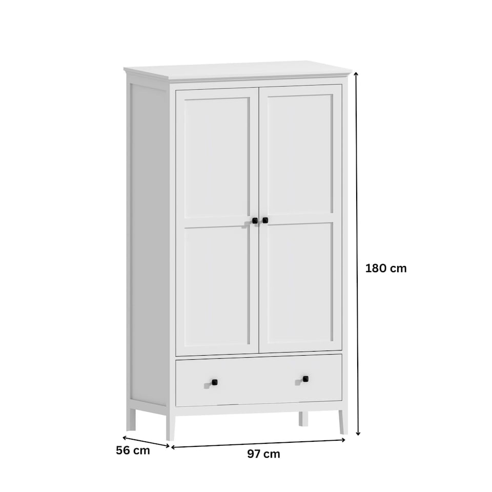 image 1 of Bellevue 1 Or 2 Door Wardrobe MDF Bedroom Furniture White | White