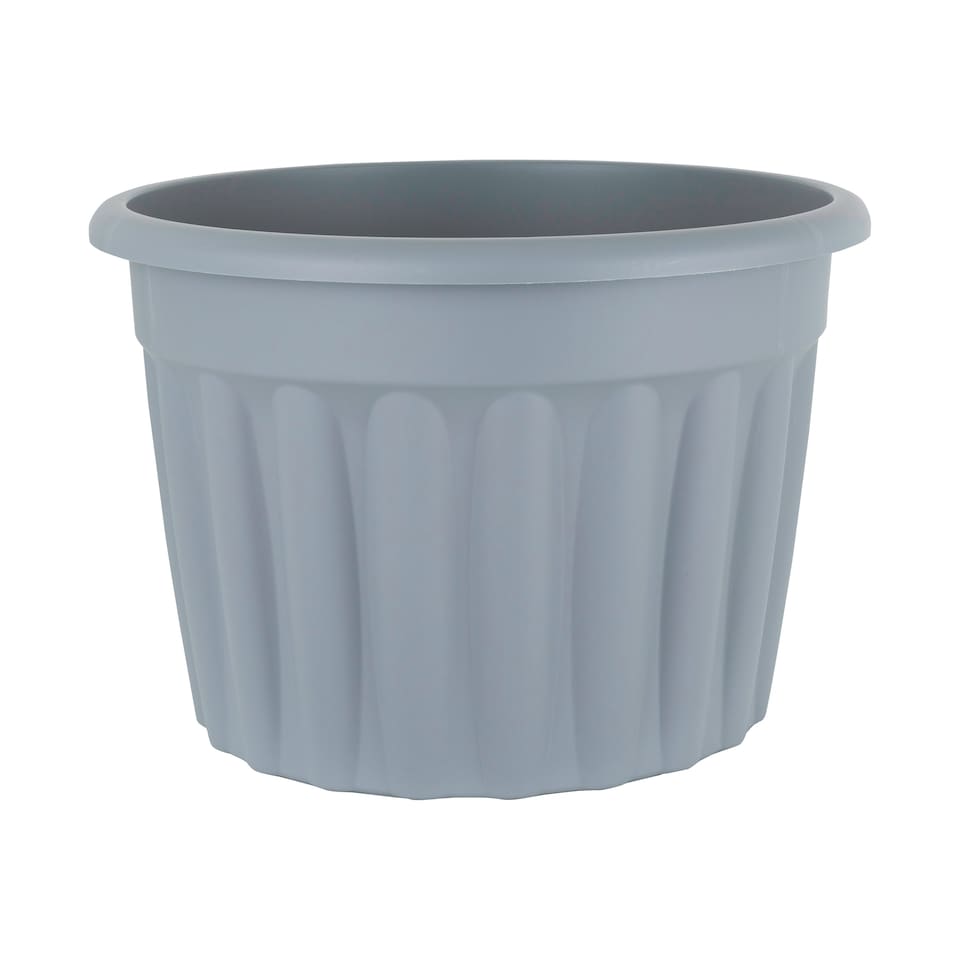 image 1 of Vista 3x 60cm Round Plastic Garden Planters Grey