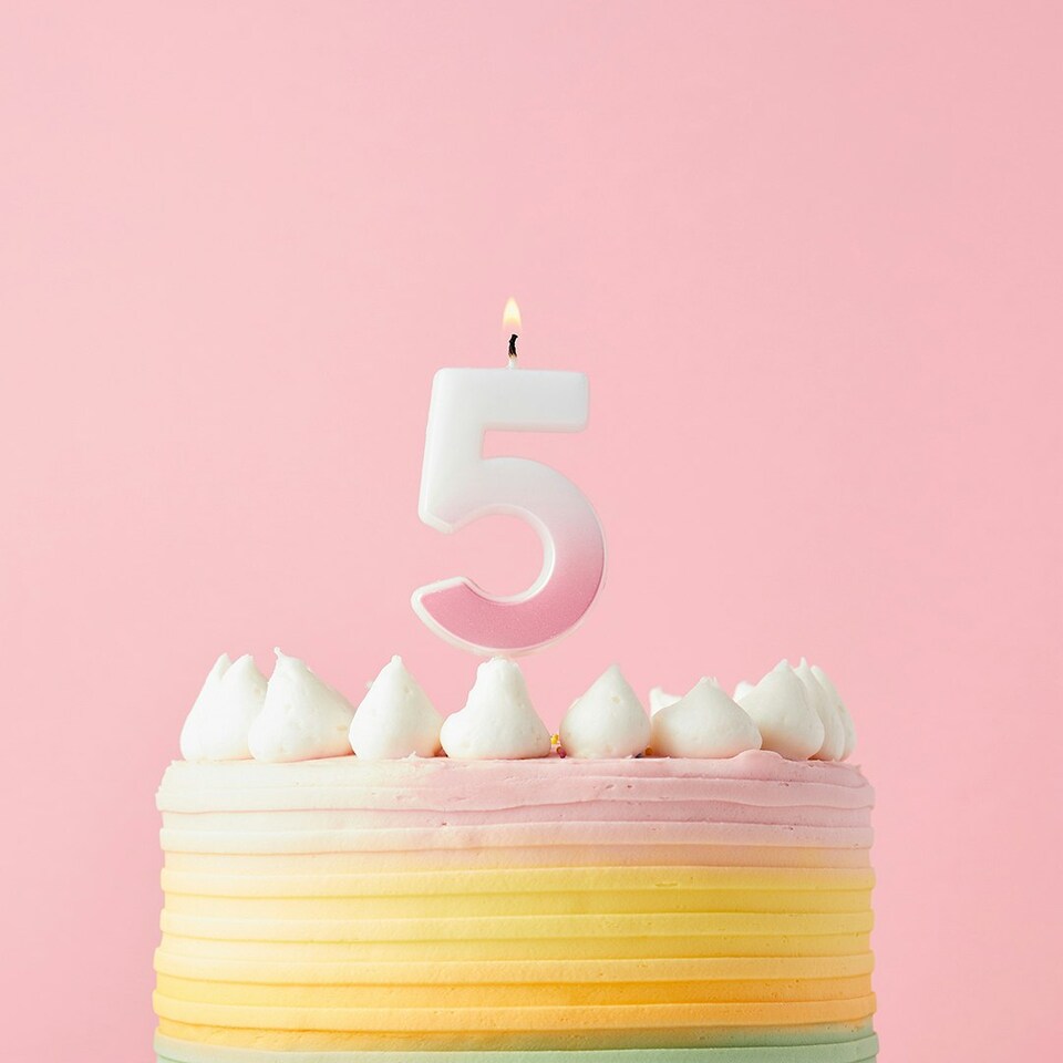 image 1 of Pink Ombre Number '5' Celebration Candle
