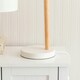 image 3 of ValueLights Adrianna Wooden Hanging Table Lamp with White Drum Lamp Shade and LED Bulb