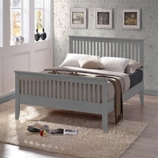 5ft King Size Grey Colour Finish Shaker Wood Wooden Bed Frame Bedstead High Foot End