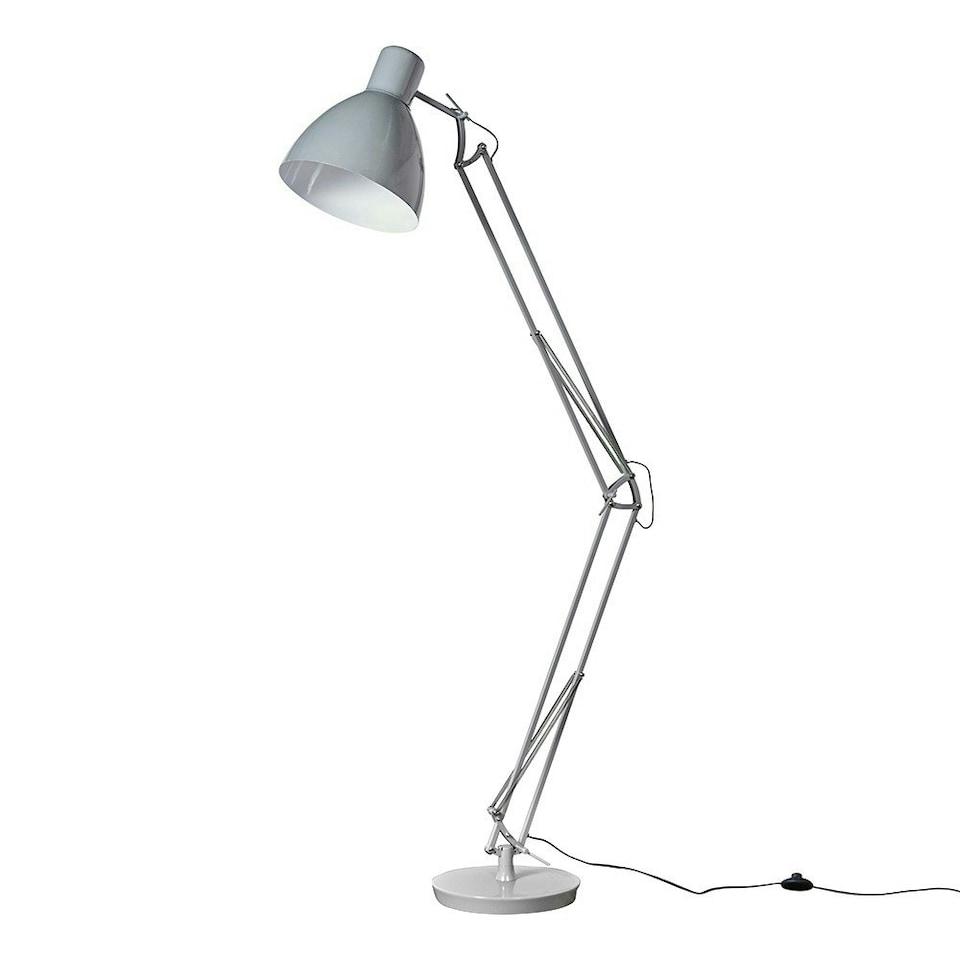 image 1 of ValueLights Pikton Large Modern Angled Design Floor Lamp In Cool Grey Finish - Includes 6W LED Bulb 3000K Warm White