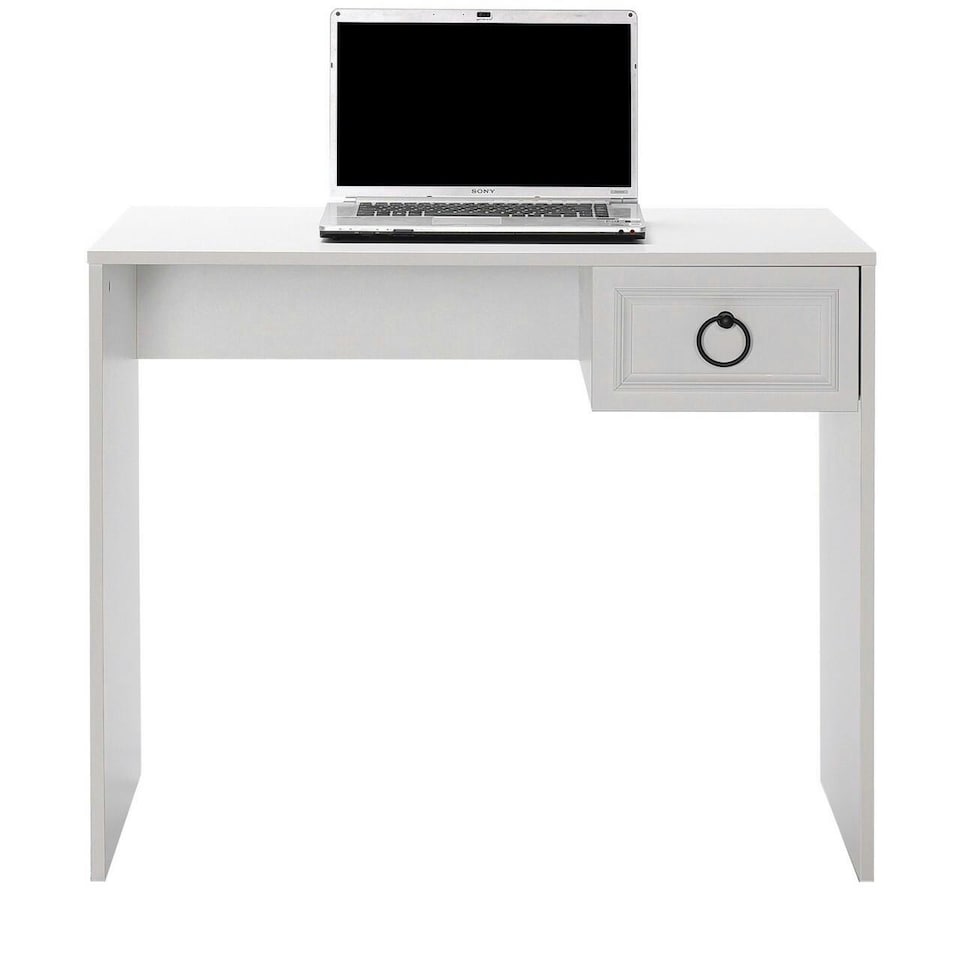 image 1 of Adore Matt White Laptop Study Desk with 1 Drawer | White