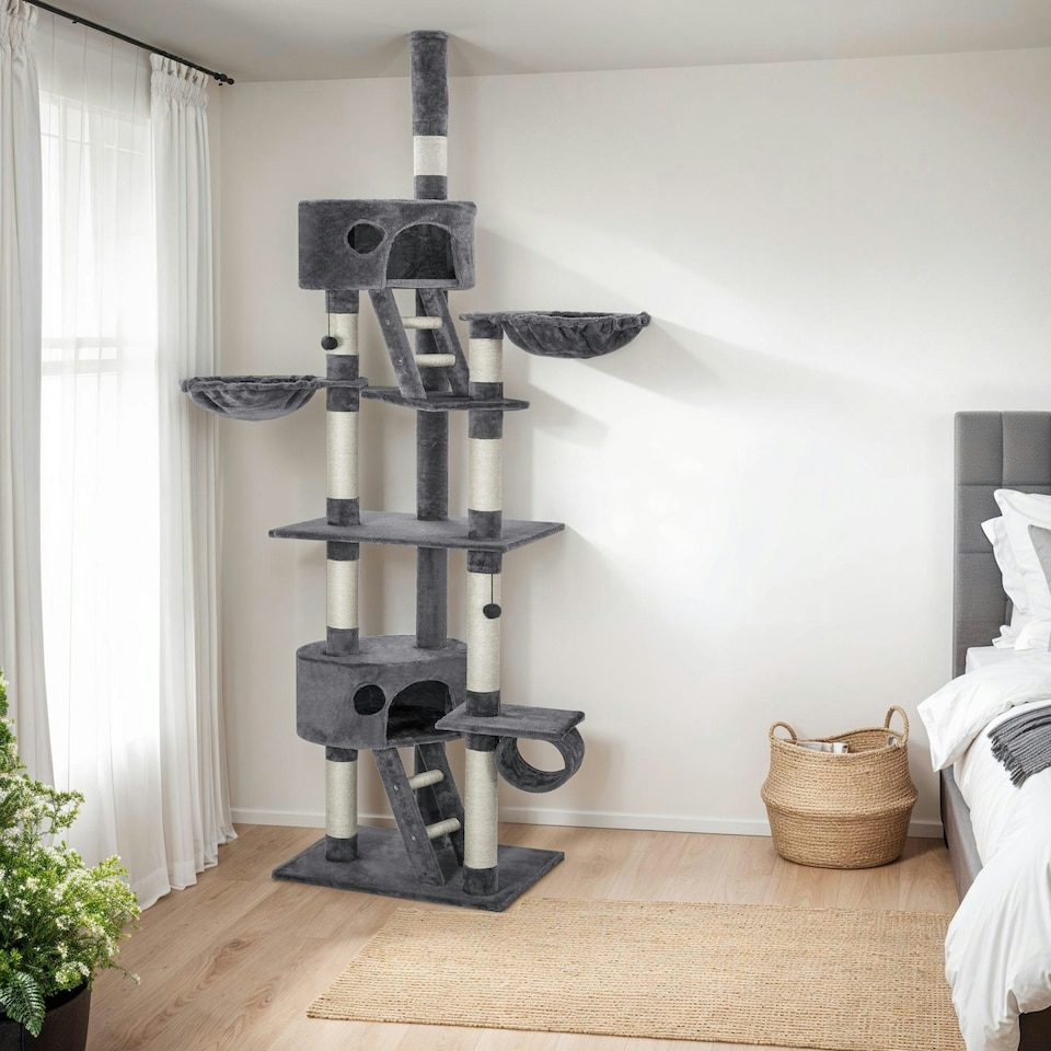 image 1 of Cat Tree Hansi - 243 to 260 cm, sisal cat scratching posts - Grey