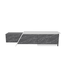 Decorotika Zonas TV Unit for TVs up to 55 inches with Cabinets | Multi | Black Marble Effect and White