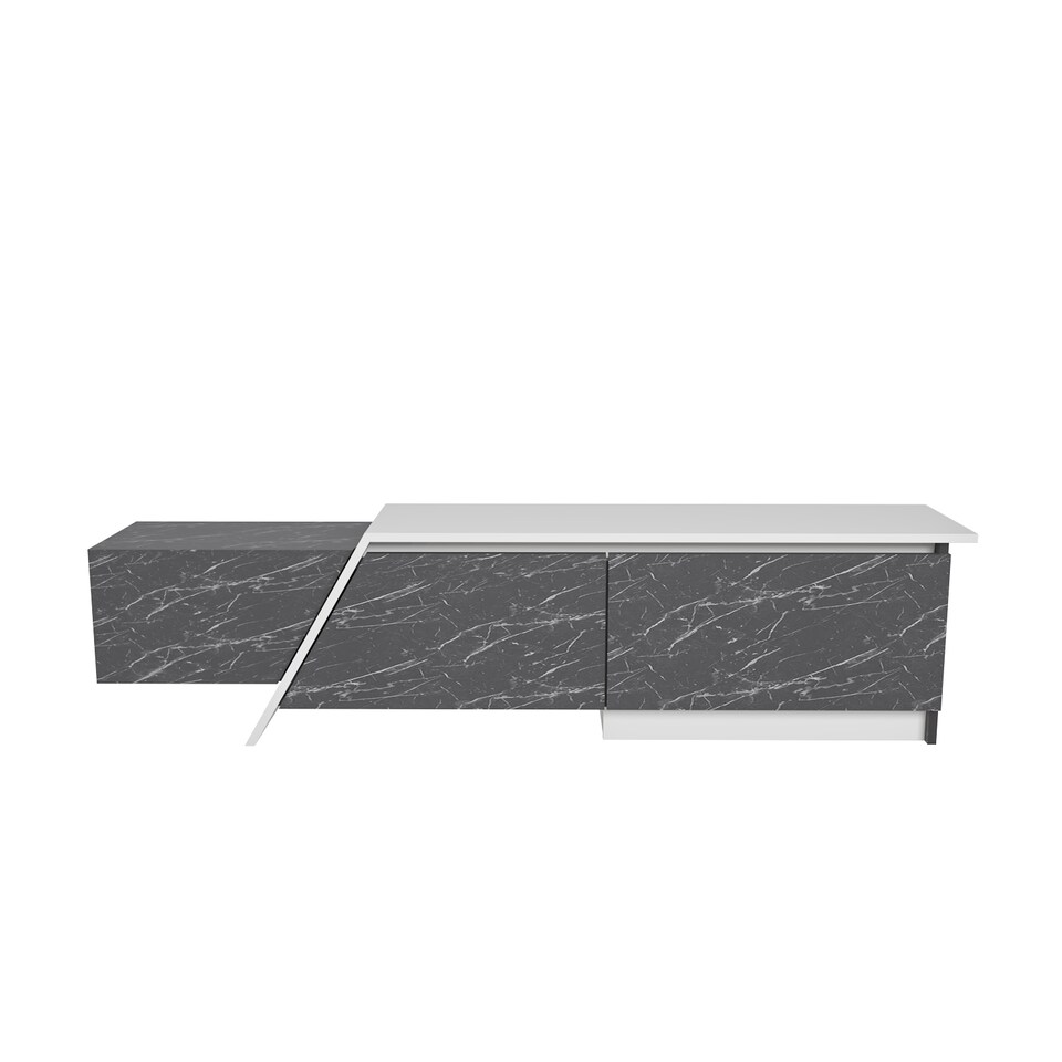 image 1 of Decorotika Zonas TV Unit for TVs up to 55 inches with Cabinets | Multi | Black Marble Effect and White