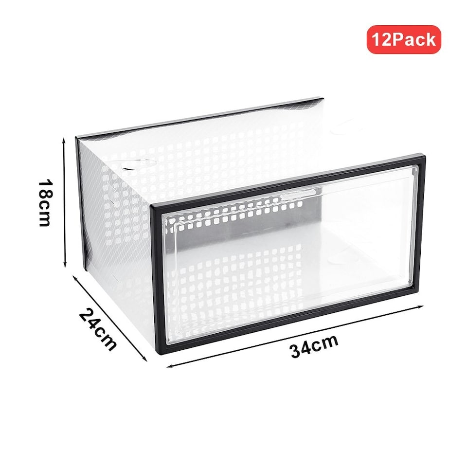 image 1 of Living and Home Clear Plastic Stackable Shoe Storage Box Set of 12