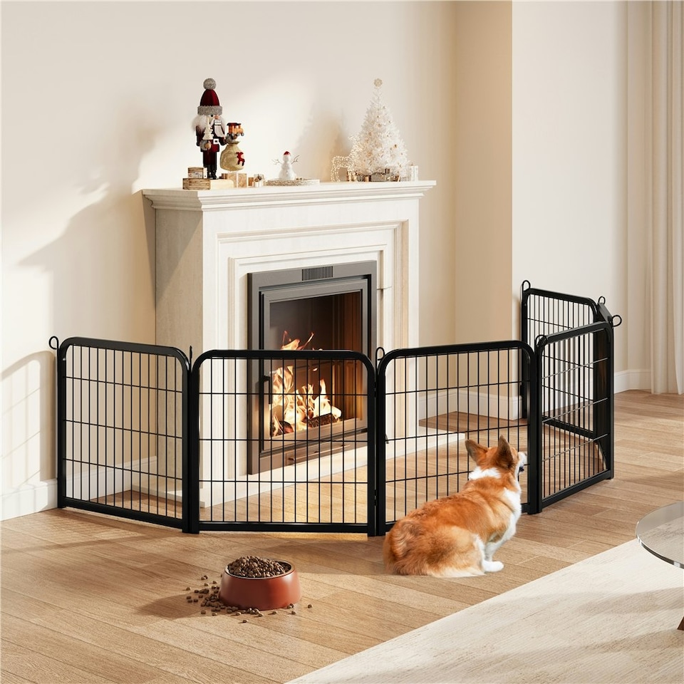 image 1 of Yaheetech 6-Panel Metal Dog Playpen, 60 × 60 cm Black