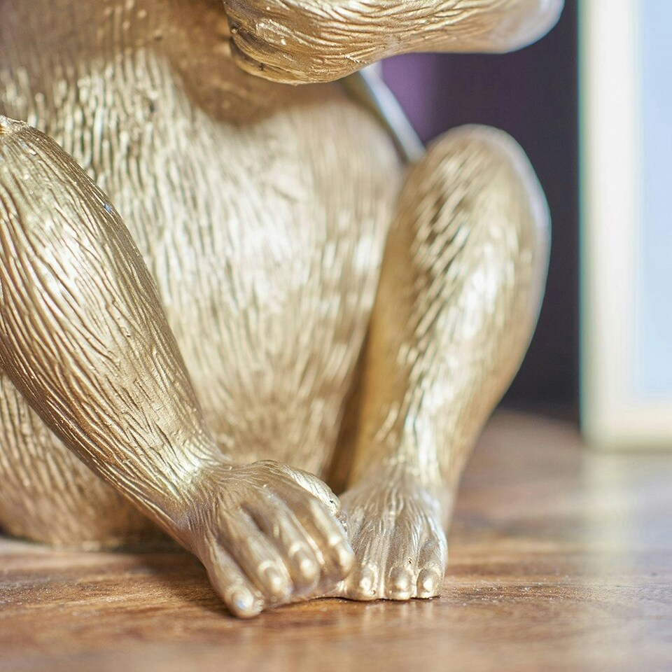 image 1 of ValueLights Pair Of Monkey Animal Quirky Modern Gold Painted Table Lamps