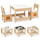 image 2 of COSTWAY Kids Table and Chairs Set Wooden Table Natural