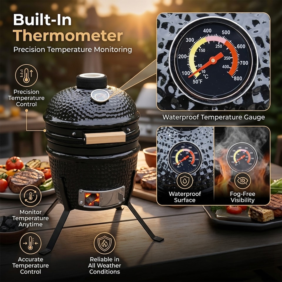 image 1 of Kamado Egg Ceramic Charcoal BBQ Barbecue Grill Roaster Smoker 13″