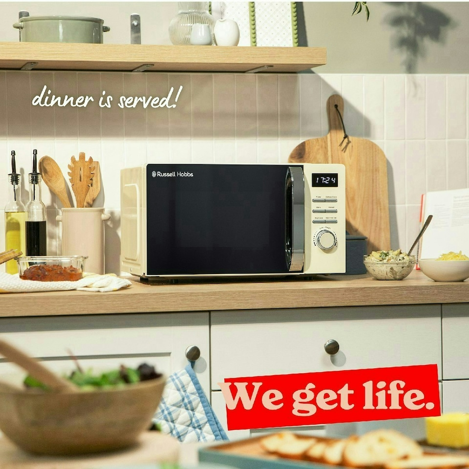 image 1 of Russell Hobbs RHMD818C Cream Microwave 20L Digital Legacy 800W Defrost Function