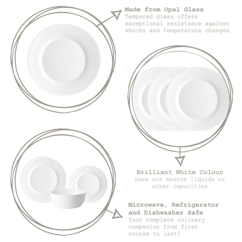 image 1 of Bormioli Rocco Toledo Glass Dessert Plates - 20cm - White - Pack of 6 White