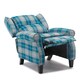 image 3 of Eaton Wing Back Fireside Checkered Fabric Pushback Recliner Chair (Blue)
