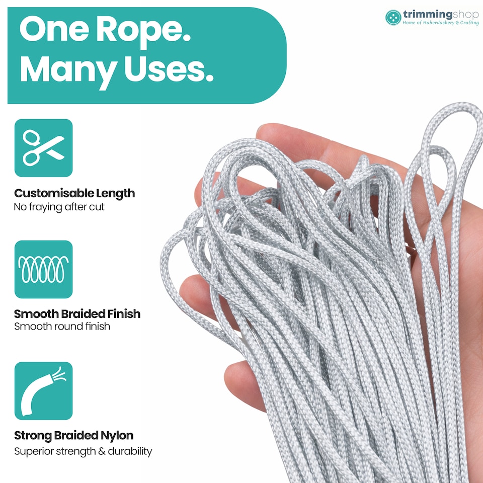 image 1 of Nylon Cord for Jewellery Making, Strong Braided Nylon Thread - 1.2mm x 10m