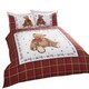 image 1 of Hug Me Bear Check Polycotton Duvet Cover Set with Pillowcase Red | Single